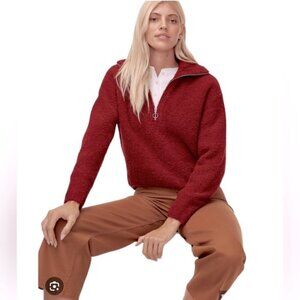 WILFRED GWYNETH RED ALPACA BLEND HALF ZIP SWEATER XXS